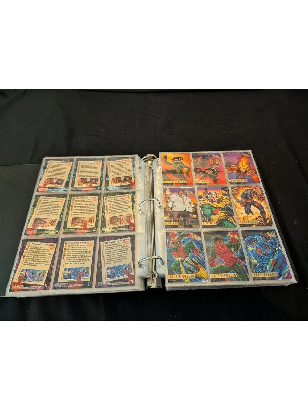 Vintage 1990s Marvel Spider-Man Trading Cards Collection in Binder - Full Series